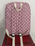 Plaid Pattern Classic Backpack Medium Pink For School