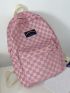 Plaid Pattern Classic Backpack Medium Pink For School