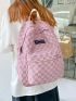 Plaid Pattern Classic Backpack Medium Pink For School