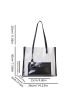 Clear Shoulder Tote Bag Contrast Binding With Inner Pouch Black