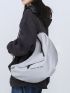 Letter Graphic Hobo Bag Oversized Gray