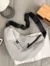 Letter Graphic Hobo Bag Oversized Gray