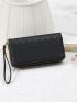 Minimalist Long Wallet Black With Wristlet