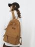 Letter Patch Decor Classic Backpack Medium Brown