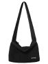 Letter Patch Decor Hobo Bag Large Capacity Nylon