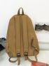 Letter Patch Decor Classic Backpack Medium Brown