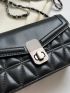 Quilted Square Bag Twist Lock Small Black