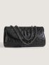 Crocodile Embossed Square Bag Flap Medium Elegant