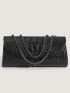 Crocodile Embossed Square Bag Flap Medium Elegant