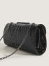 Crocodile Embossed Square Bag Flap Medium Elegant