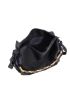 Minimalist Hobo Bag Rope Decor Large Capacity Black