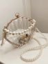 Faux Pearl Beaded Dome Bag Mini Clear