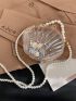 Faux Pearl Beaded Dome Bag Mini Clear