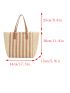 Striped Pattern Straw Bag For Beach Vacation Travel