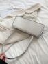 Crocodile Embossed Flap Baguette Bag Turn Lock Metallic Funky