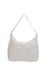 White Hobo Bag Minimalist Argyle Quilted Adjustable Strap Nylon