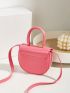 Mini Saddle Bag Funky Neon-pink Top Handle Adjustable Strap Flap PU
