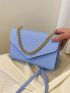 Blue Square Bag Fashion Snakeskin Embossed Flap Chain PU