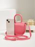 Mini Saddle Bag Funky Neon-pink Top Handle Adjustable Strap Flap PU