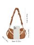 Brown Ruched Bag Fashion Faux Pearl Decor PU