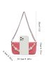 Pink Square Bag Fashionable Bead Decor Chain PU