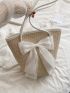 Bow Decor Straw Bag Vacation Contrast Binding PP