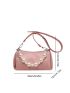 Pink Hobo Bag Fashionable Faux Pearl Decor PU