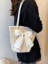 Bow Decor Straw Bag Vacation Contrast Binding PP