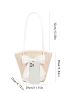 Bow Decor Straw Bag Vacation Contrast Binding PP