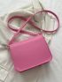 Mini Square Bag Fashion Pink Push Lock Flap PU