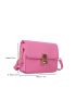 Mini Square Bag Fashion Pink Push Lock Flap PU