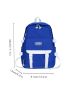 Letter Patch Decor Classic Backpack Preppy Release Buckle For School