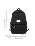 Letter Patch Decor Casual Daypack Preppy Release Buckle For School