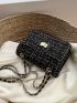 Small Square Bag Fashion Plaid Pattern Twist Lock Flap Chain Nylon