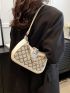 Small Hobo Bag Studded Decor Push Lock Chain PU