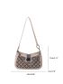 Small Hobo Bag Studded Decor Push Lock Chain PU