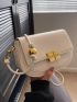 Small Saddle Bag Fashionable Crocodile Embossed Metal Lock Flap PU