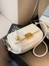 Small Saddle Bag Fashionable Crocodile Embossed Metal Lock Flap PU