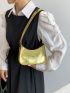 Mini Hobo Bag Crocodile Embossed With Zipper Metallic PU Funky