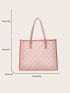 Letter Graphic Shoulder Tote Bag Contrast Binding