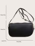 Litchi Embossed Hobo Bag Black PU