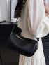 Litchi Embossed Hobo Bag Black PU