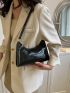 Small Baguette Bag Crocodile Embossed Elegant Style