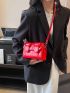 Mini Messenger Bag Buckle Decor Flap PU Neon Red