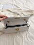 Crocodile Embossed Flap Baguette Bag Turn Lock Elegant