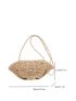 Large Straw Bag Paper Pearl Decor Vacation