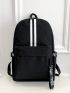 Striped Pattern Laptop Backpack Medium Portable Black