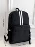 Striped Pattern Laptop Backpack Medium Portable Black