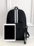 Striped Pattern Laptop Backpack Medium Portable Black