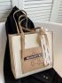 Cartoon Graphic Shoulder Tote Bag Contrast Binding Small